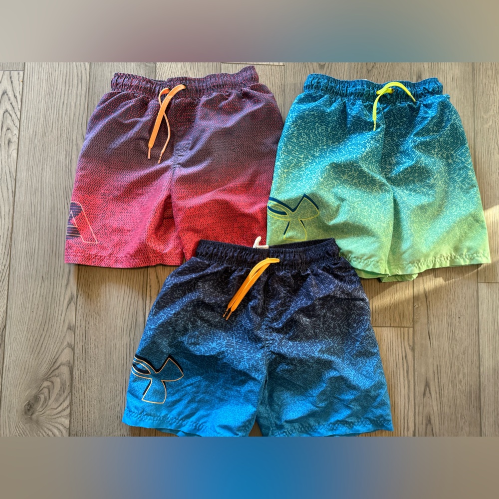 Under Armour Kids' Colorblock Swim Shorts - Blue, Red, Teal, Green. Medium 8